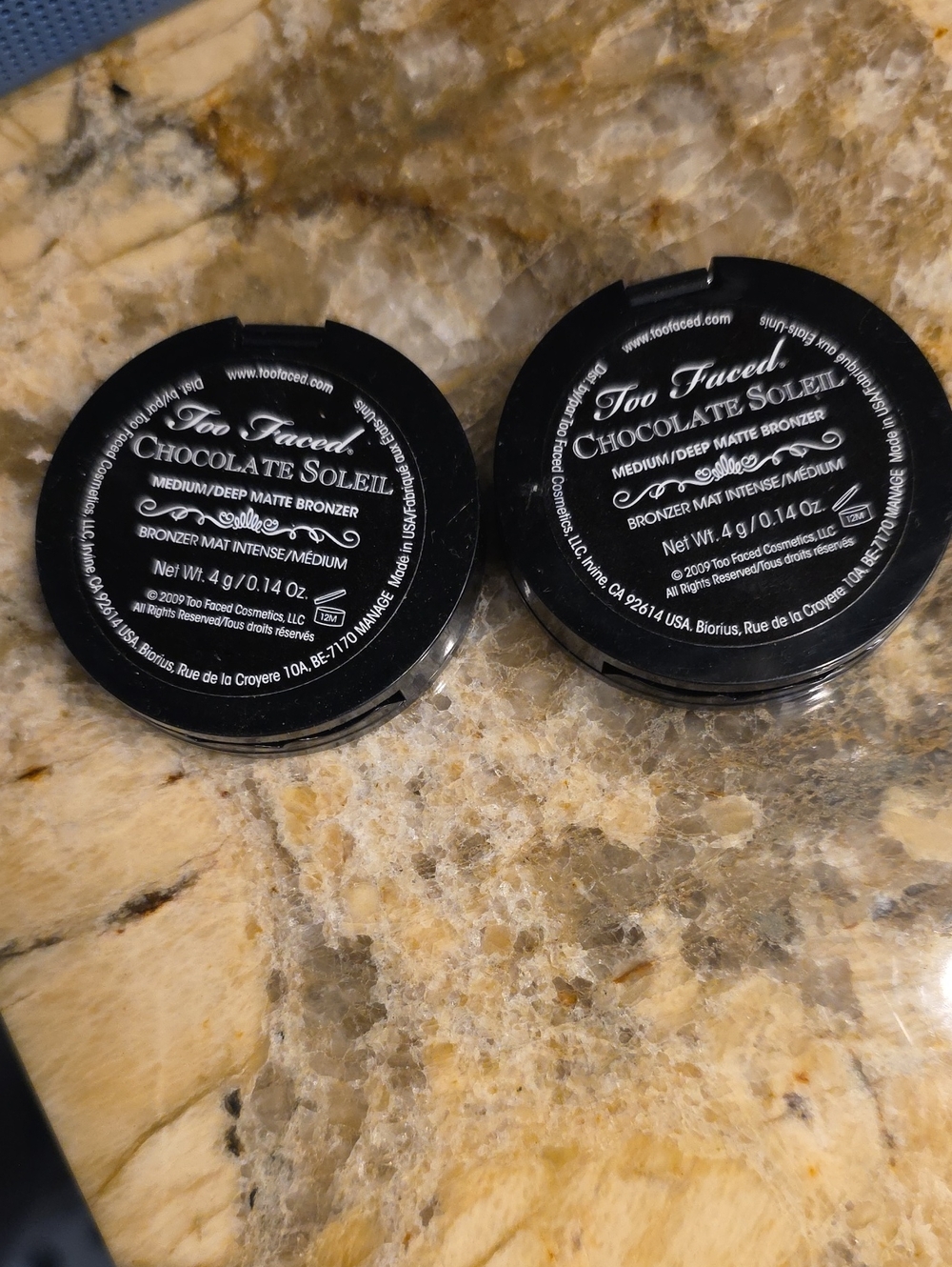 Set Of 2, Travel Size Too Faced Chocolate Soleil Bronzer Duo - Black .4g New